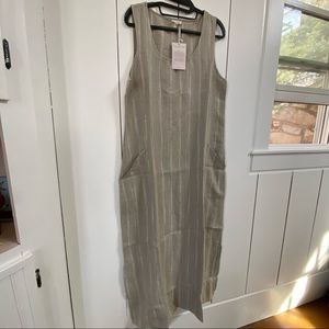 Garnet Hill linen tank maxi dress NWT